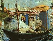 Edouard Manet Claude Monet Working on his Boat in Argenteuil oil painting artist